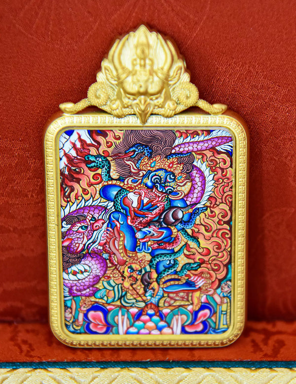 Black Jambhala Thangka Pendant/ Locket/ Necklace/ Portable/ GauBOX/ Buddha amulet/ Carry-on/ Travel friendly
