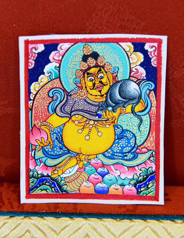 Yellow Dzambala Thangka Pendant/ Locket/ Necklace/ Portable/ GauBOX/ Buddha amulet/ Carry-on/ Travel friendly