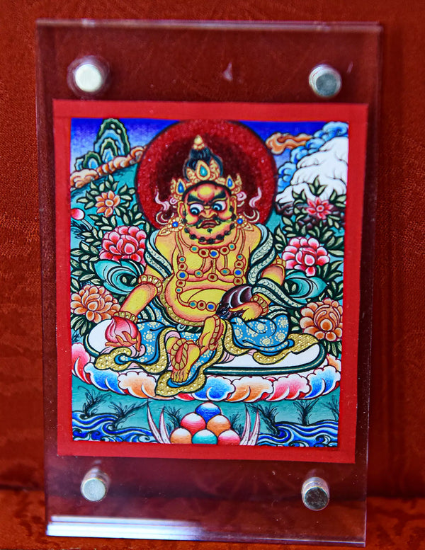 Yellow Dzambala Thangka Pendant/ Locket/ Necklace/ Portable/ GauBOX/ Buddha amulet/ Carry-on/ Travel friendly