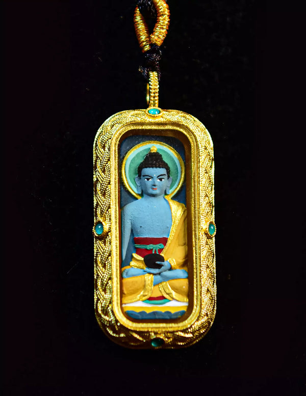 Medicine Buddha TsaTsa Thangka Pendant/ Locket/ Necklace/ Portable/ GauBOX/ Buddha amulet/ Carry-on/ Travel friendly