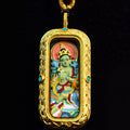 Green Tara TsaTsa Thangka Pendant Long