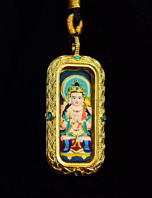 Chenrezig Buddha TsaTsa Thangka/ Pendant/ Locket/ Necklace/ Portable/ GauBOX/ Buddha amulet/ Carry-on/ Travel friendly