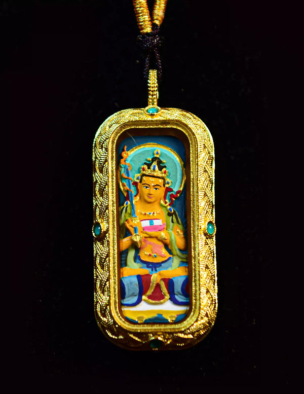 Manjushri Buddha TsaTsa Thangka Pendant/ Locket/ Necklace/ Portable/ GauBOX/ Buddha amulet/ Carry-on/ Travel friendly